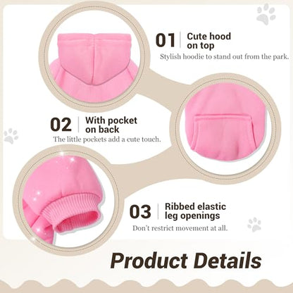Pet Hoodie Dog Sweater for Small Dogs Girl Boy, Winter Puppy Sweatshirts with Pockets Hood, Warm Fleece Lined Dog Clothes Chihuahua Coat Clothing Puppy Cat Custume, Large - color: Rose+Pink, size: Large