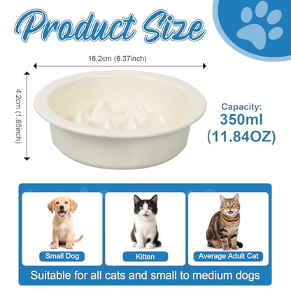 Ceramic Slow Feeder Dog Bowl 6.3inch Dog Food Dish Anti-Choking Puzzle Dogs Food Bowls Pet Slow Feeders Slows Down Eating Bloat Stop for Medium and Small Dogs and Cats
