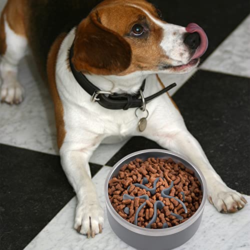 Jaoul Slow Feeder Dog Bowls Insert, Puzzle Slow Feeder Insert with 30 Octopus Suction Cups for Small Medium Large Size Dog Food Bowl (4.72 inch, Grey) - color: Grey, size: Medium(4.72 inch)