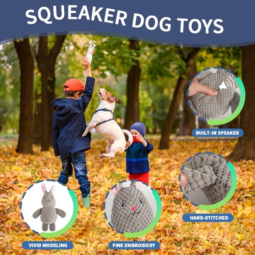 5-Pack Squeaky Dog Toys – Durable Animal-Shaped Plush Chew Toys for Dogs, Handmade Interactive Puppy Toys with Squeaker, Perfect for Reducing Destructive Behavior - color: blue/purple/green/grey/brown
