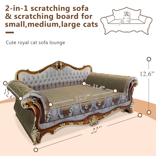 Luxury Cardboard Cat Scratcher Sofa Bed, Couch Shaped Cat Scratching Board, Scratch Lounge with Catnip, Scratcher for Indoor Cats Kittens Kitties Grey - color: Retro Baroque