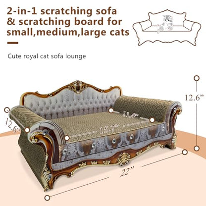 Luxury Cardboard Cat Scratcher Sofa Bed, Couch Shaped Cat Scratching Board, Scratch Lounge with Catnip, Scratcher for Indoor Cats Kittens Kitties Grey - color: Retro Baroque