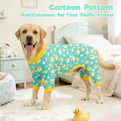 XPUDAC 4 Pieces Dog Pajamas for Large Dogs Pjs Clothes Puppy Onesies for Doggie Duck Shirts Sleeper for Pet Cats Jammies-4XL - size: 4X-Large(Chest-28.7" Back-21.7" Neck-18.5")