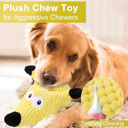 Letsmeet Squeaky Plush Dog Toys - Rope-Designed Interactive Dog Chew Toy for Large Dogs, Puppy Toys for Tug of War, Durable Pet Toys for Dogs - color: Yellow
