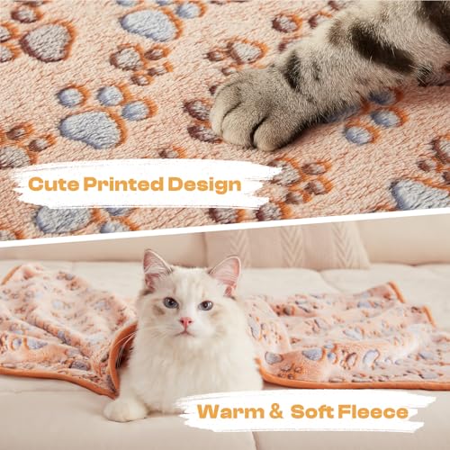 Luciphia 1 Pack 3 Blankets Super Soft Fluffy Premium Fleece Pet Blanket Flannel Throw for Dog Puppy Cat Paw Brown/Pink/White Large(41x31 inch) - color: Paw, size: 41x31 inch (Pack of 3)