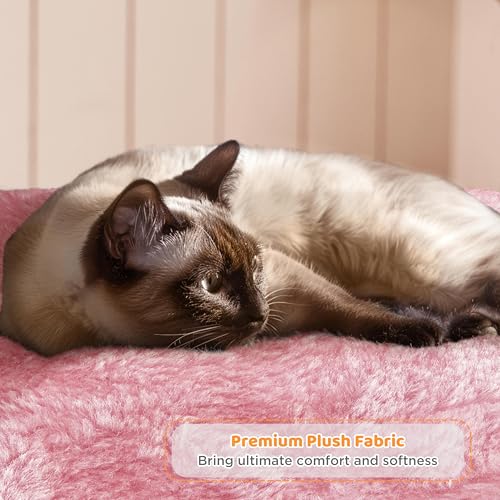 Yaheetech 64.5in Extra Large Cat Tree, Multi-Level Sturdy Tower with 2 Perches, 2 Condos, 5 Sisal Scratching Posts, Hammock Basket & Dangling Balls, Ideal for Large Kitty Multi-Cat Households, Pink - color: Pink, size: 64.5in