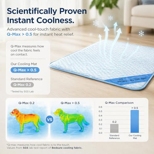 Pet Cooling Mat for Dogs & Cats – Ice-Silk Breathable Washable Foldable Cooling Blanket, Durable Portable Non-Slip Dog Bed for Crate, Kennel, Car & Outdoor Use, Blue 39.4 x 27.6in Large - size: Large