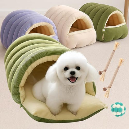 Cozy Monster Cat Bed, 2026 New Upgrated Warm Cat Bed for Winter, Cats Sleeping Bag for Indoor Cats, Calming Plush Anti-Anxiety Cuddler Beds with Washable Removable Cushion (1PC-Green)