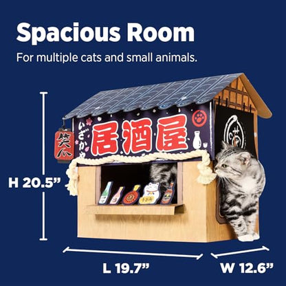 SMILE PAWS Cat Beds for Indoor Cats, Cardboard Cat House with Scratchers, Izakaya Bar, Large Sturdy Cat Furniture Condo Cave Tent, Easy to Assemble Pet Toys Accessories Stuffs, Bunny Small Animals - style: Izakaya Bar