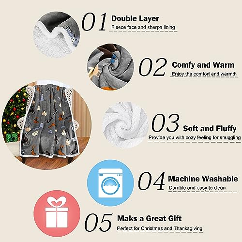 Catalonia Dog Print Sherpa Fleece Throw Blanket, Soft Mink Plush Couch Blanket, Fuzzy Fluffy Comfy Warm Throws, Comfort Caring Gift, 50x60 inches, Grey - color: Dog Grey, size: 50"x60"
