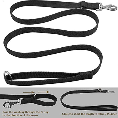 6ft Heavy Duty Tactical Dog Leash, Military Style Thick Cotton Strong K9 Dog Leash for Outdoor Walking Hunting Hiking, Black - color: black