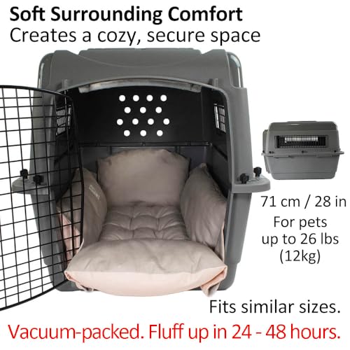 Helen's Pet Bed Multi-Fit Dog Crate Cushion, Medium (Label: L JP Size) - Washable Reversible Crate Bed Pad, Soft Cushion for Wire, Plastic & Hard-Sided Crates, Carriers & Strollers - color: Beige Pink (Fabric), size: Medium
