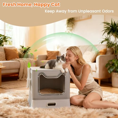 Stainless Steel Cat Litter Box with Lid and Drawer, Enclosed XXL Litter Box for Large Cats Includes Litter Mat & Scoop - size: enclosed