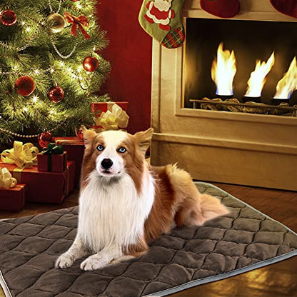 Self-Warming Cat Bed and Dog Crate Pad - Thermal Pet Heating Mat - color: Coffee, size: 34.6"L x 22.8"W x 0.5"Th