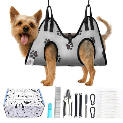 Dog Grooming Hammock for Cats – Pet Restraint for Nail Trimming with Pet Nail Clipper – Dog Sling for Grooming, Pet Hammock for Nail Cutting & Grooming Harness (Legs Spacing: 3.9-8.9”)/Max W:12lb) - size: XXS(leg spacing: 3.9-8.9")/8pound)