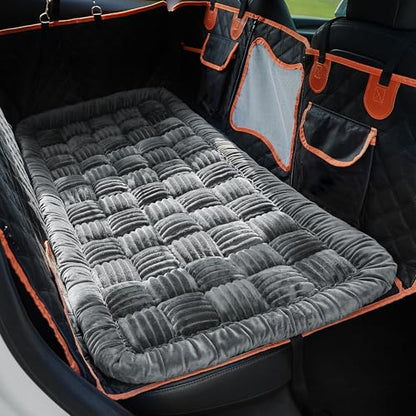 Backseat Pet Bed Mat,Dog Bed for Car,Fuzzy Dog Seat Cover for Car Back Seat, Non-Slip Travel Pet Mat, Fit for Backseat Extenders and Seat Covers(Gray) - color: Gray