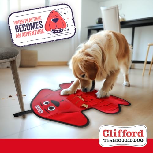 Clifford® Snuffle Treat Mat | Dog Snuffle Mat Puzzle Toys for Dogs Mental Stimulation | Durable, Slow Feeding, Squeakers, Soft and Sensory