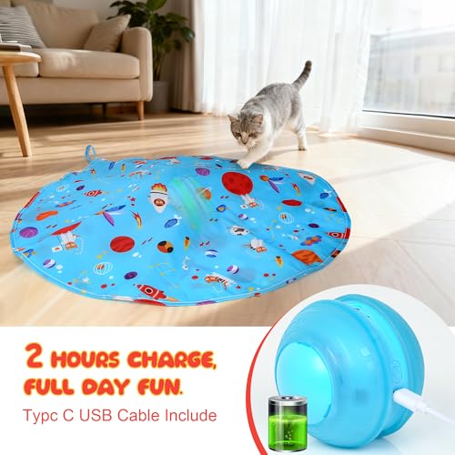 Interactive Indoor Cat Toys for Bored Adult Cats - Highly Entertaining Keep Cats Engaged for Hours, Rechargeable Silent Kitten Mouse Toy Automatic Hide and Seek with Stimulating Moving (Blue)