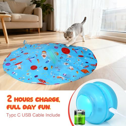 Interactive Indoor Cat Toys for Bored Adult Cats - Highly Entertaining Keep Cats Engaged for Hours, Rechargeable Silent Kitten Mouse Toy Automatic Hide and Seek with Stimulating Moving (Blue)