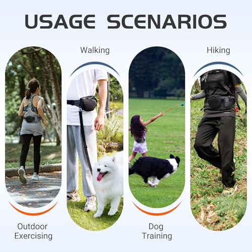 2 In 1 Dog Treat Pouch for Training, Upgrade Treat Pouch for leash with Removable Clip on Silicone Treat Bag & Built-in Poop Bag Dispenser,Waist Belt Fanny Pack for Pet Puppy Training Walking Hiking
