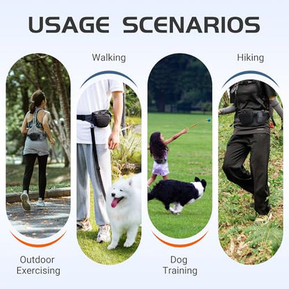 2 In 1 Dog Treat Pouch for Training, Upgrade Treat Pouch for leash with Removable Clip on Silicone Treat Bag & Built-in Poop Bag Dispenser,Waist Belt Fanny Pack for Pet Puppy Training Walking Hiking