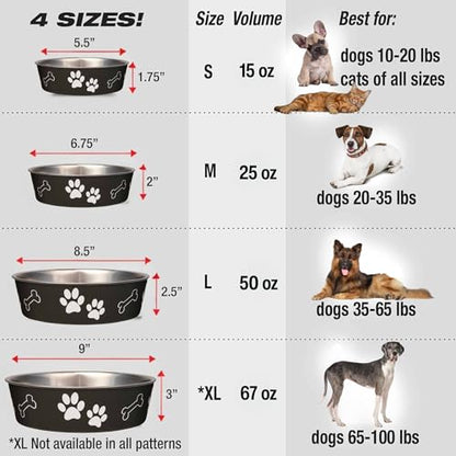 Loving Pets Bella Dog Bowls- Stainless Steel Dog & Cat Bowls - Spill Proof Dog Food Bowl, Cat Bowl, Puppy Essentials & Pet Supplies Great for Home & Travel (X-Large 65-100lbs, Espresso) - color: Espresso, size: X-Large (65-100lbs)