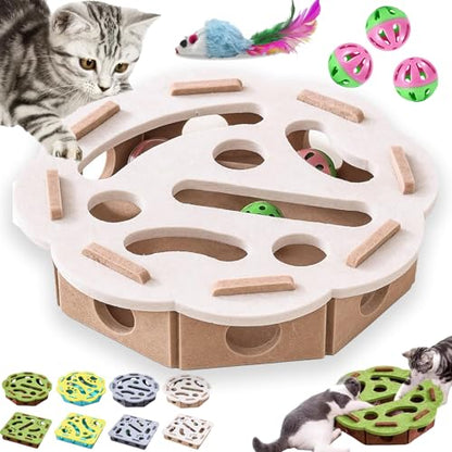 GDSAFS Cat Nail File Enrichment Box, Cat Scratch Puzzle Enrichment Box, Interactive Felt Cats Puzzle Toy with Bell, Bite & Scratch Resistant, for Indoor Cats Scratching Hunting Mental (Gray-B) - color: Gray-B