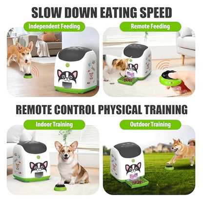 Dog Puzzle Feeder Toy – Remote Control Automatic Treat Dispenser with Light, Interactive IQ Training Slow Feeder, Large Capacity for All Dog Breeds - color: Green