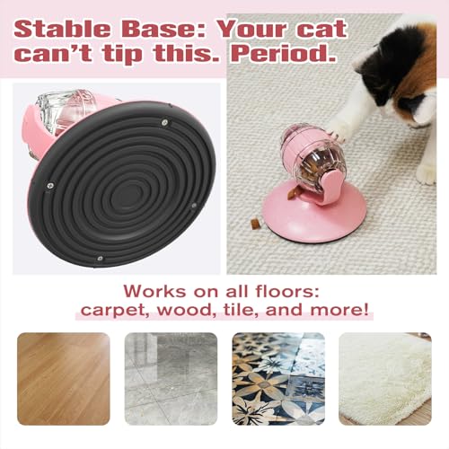 Rotating Interactive Cat Treat Dispenser Toy - Slow Feeder Puzzle for Indoor Cats-Pink - color: Pink