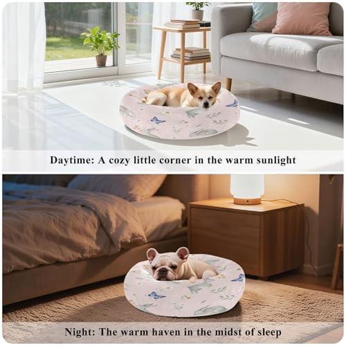 Round Cat Bed Dog Bed,15.7in Cute Rabbit Washable Non-Slip Bottom Soft Pet Bed for Small Medium Dogs and Cats - size: 15.7in