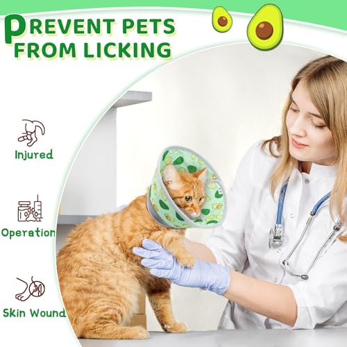 Cat Cone Collar Soft to Stop Licking, Adjustable, Foldable Lightweight Kitten Cones After Surgery Recovery for Cats & Kittens, Cat Cone Alternative, Easy Eating (Avocado Green, M) - color: Avocado Green, size: M