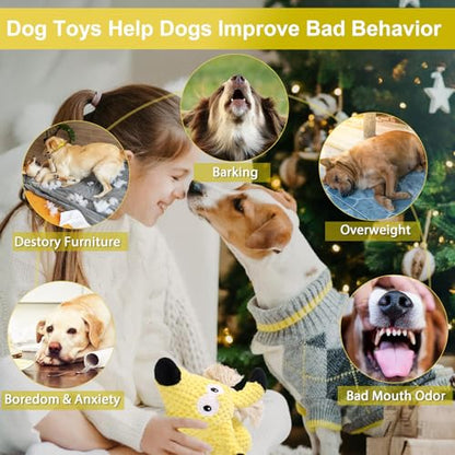 Letsmeet Squeaky Plush Dog Toys - Rope-Designed Interactive Dog Chew Toy for Large Dogs, Puppy Toys for Tug of War, Durable Pet Toys for Dogs - color: Yellow
