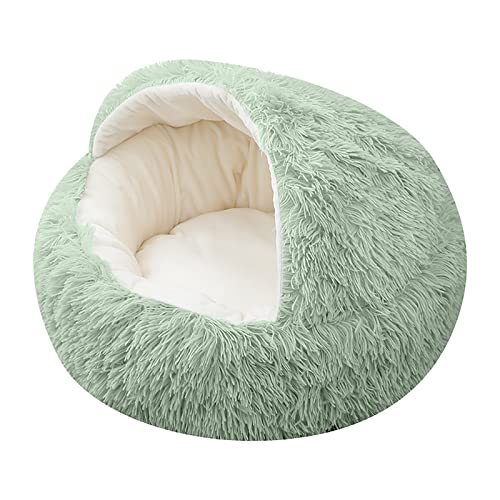 15.8'' Soft Round Plush Faux Fur Pet Bed for Cats or Small Dogs, Anti-Anxiety Cat Bed Puppy Bed, Washable Fluffy Anti-Slip Mute Base, Soft Pet Round Bed, Snooze Sleeping Cozy Kitty Kennel - color: green