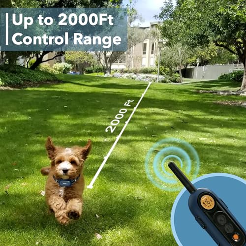 PATPET Dog Training Collar with Remote -2000Ft IPX7 Waterproof Dog Shock Collar, 4 Modes (Beep/Vibration/Shock 0-16 Levels/Keypad Lock) Rechargeable Electric Dog Collar for Small Medium Dogs 10-100lbs - color: Blue