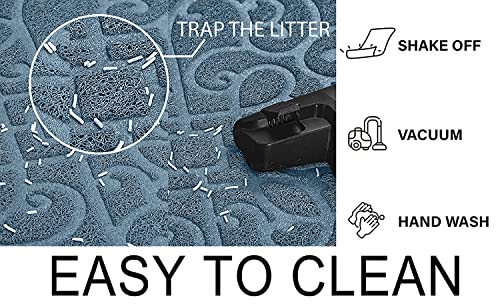 PetLike Cat Litter Box Mat, Thick Kitty Litter Trapping Mat, Durable,Waterproof &Washable with Non-Slip Backing, Soft on Kitty Paws and Easy to Clean, BPA Free - color: Sliver Blue, size: 35x24