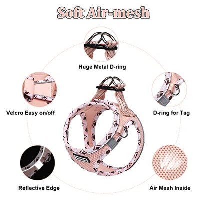 Mercano Soft Mesh Dog Harness and Leash Set, Step-in Reflective Breathable Lightweight Vest Harnesses with Safety Buckle for Small Dogs, Cats (Champagne, XS) - color: Champagne, size: XS (Chest: 11.2"-13.2")