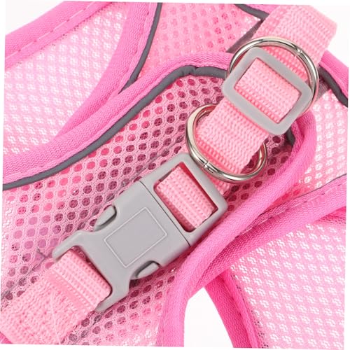 Happyyami Reflective Breathable Dog Harness with Summer Mesh Vest and Leash No-Pull Pet Walking Harness for Dogs Lightweight Pink S for Training and Jogging