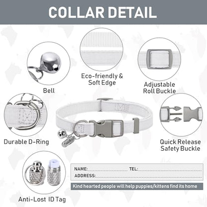 Small Pet Harness Collar and Leash Set, Step in No Chock No Pull Linen Fabric Soft Mesh Dog Vest Harnesses Reflective for Dogs Puppy Cats Kitten Rabbit (White, XS) - color: White, size: X-Small