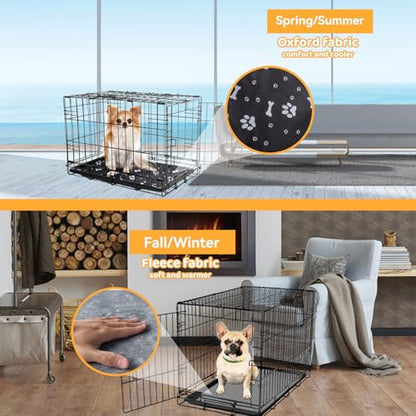 Klmnop Washable Dog Crate Pan Cover, Reversible Cool Side & Warm Side Dog Bed Liner for Pet Crate Pan 49 x 30 Inch, Cover Only(Grey) - color: Grey-49 x 30 Inch