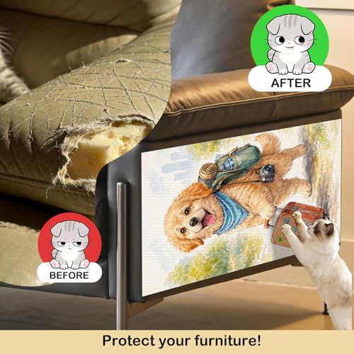 Cat Scratching Mat 15.3x23.6 Inches Polyester Synthetic Fiber, Travel Puppy Print, wall cat Scratcher, Scratch pad, Home Decor, Entryway, Pet Room (2pcs) - color: LU15985-2pcs