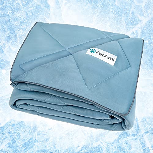 PetAmi Premium Cooling Dog Blanket | Lightweight Fluffy Pet Throw Blanket Bed Cover for Dogs, Cat, Puppies | Pet Blanket Furniture Protector Couch Sofa | Reversible Fuzzy Cozy | 40x60, Dusty Blue - color: Dusty Blue, size: Large (40x60)