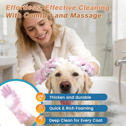 7-Piece Pet Grooming Kit with Storage Bag | Portable Bathing Set for Dogs & Cats | Includes Silicone Gloves, Deshedding Brushes & Finger Toothbrushes | All-in-One Pet Care (Pink) - color: Cherry Blossom Pink