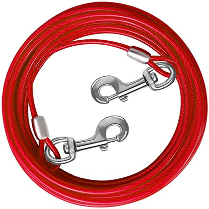 Dog Tie Out Cable - 10/15/20/25/30 FT for Large Dogs Up to 165 lbs with Durable Clips and Steel Wire - color: Red, size: 10ft