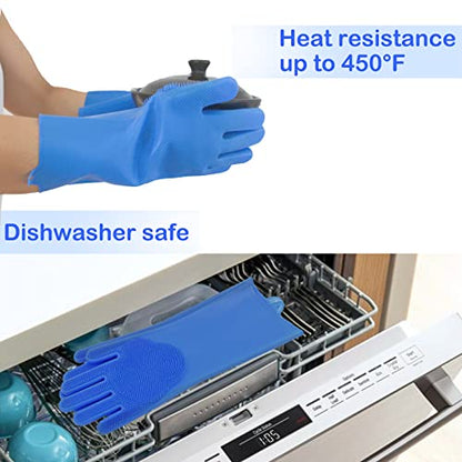 Pet Grooming Gloves, Dog Washing Gloves with High-Density Teeth, Heat Resistant Silicone Dog Bath Scrubber with Enhanced Five Finger Design, Bathing and Massaging for Dogs and Cats - color: Blue