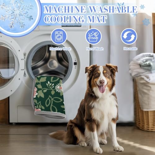 Dog Cooling Blanket Ice Silk Cooling Gel Mat for Dogs Garden Flowers Dog Bed Washable Pet Pad 28" X22" Cool Mats for Dogs Blanket Crate, Bed, Indoor& Outdoor Floor, Car Seats