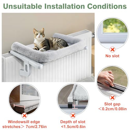 Cat Window Perch Hammock Sturdy Windowsill Bed Seat for Large Cats No Drilling No Suction Adjustable Kitty Shelf with Washable Cover Easy Assembly Holds up to 40 lbs 22.05 * 15 in (Grey, S) - color: Grey, size: 22.05x15in