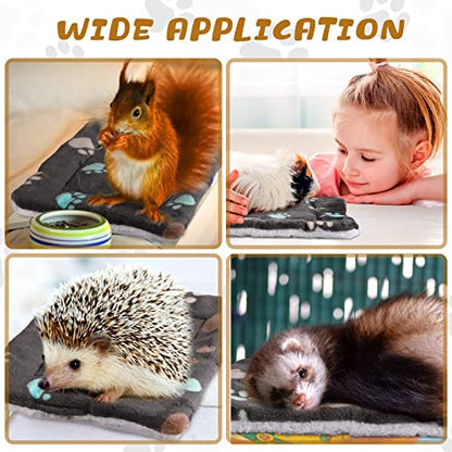 Tuanse 4 Pack Ultra Soft Dog Cat Bed Mat Small Animal Guinea Pig Bed with Cute Print Reversible Fleece Dog Crate Kennel Pad Cozy Washable Thickened Hamster Pet Beds Mat(13 x 10 Inches,Black) - color: Black, size: 13 x 10 Inches