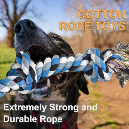 Indestructible Dog Toys for Aggressive Chewers – Tough Rope Chew Toy with 5 Knots, 3 Feet, Perfect for Large & Medium Dogs, Helps Clean Teeth and Ideal for Tug of War