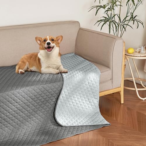 NICETOWN Waterproof Dog Bed Cover Couch Cover for Pet Anti-Slip Cat Mat Pet Pad Blanket for Sofa Chair Recliner Bed Furniture Protrctor, Set of 1, 52 inch x 82 inch, Dark Grey/Light Grey - color: Dark Grey/Light Grey, size: 82"L x 52"W x 0.15"Th