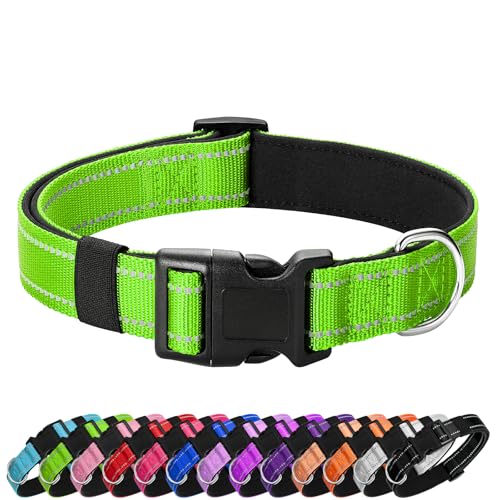 Reflective Dog Collar Padded with Soft Neoprene Breathable Quick Release Basic Dog Collars for Puppy Small Dogs Girl Green - color: Green, size: XS:width 5/8"neck 8-10.5"
